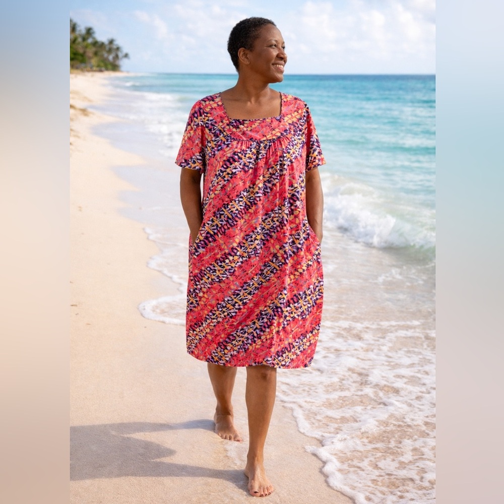 Women’s 2X Lightweight Travel Dress with Pockets | Cotton Blend Beach Vacation